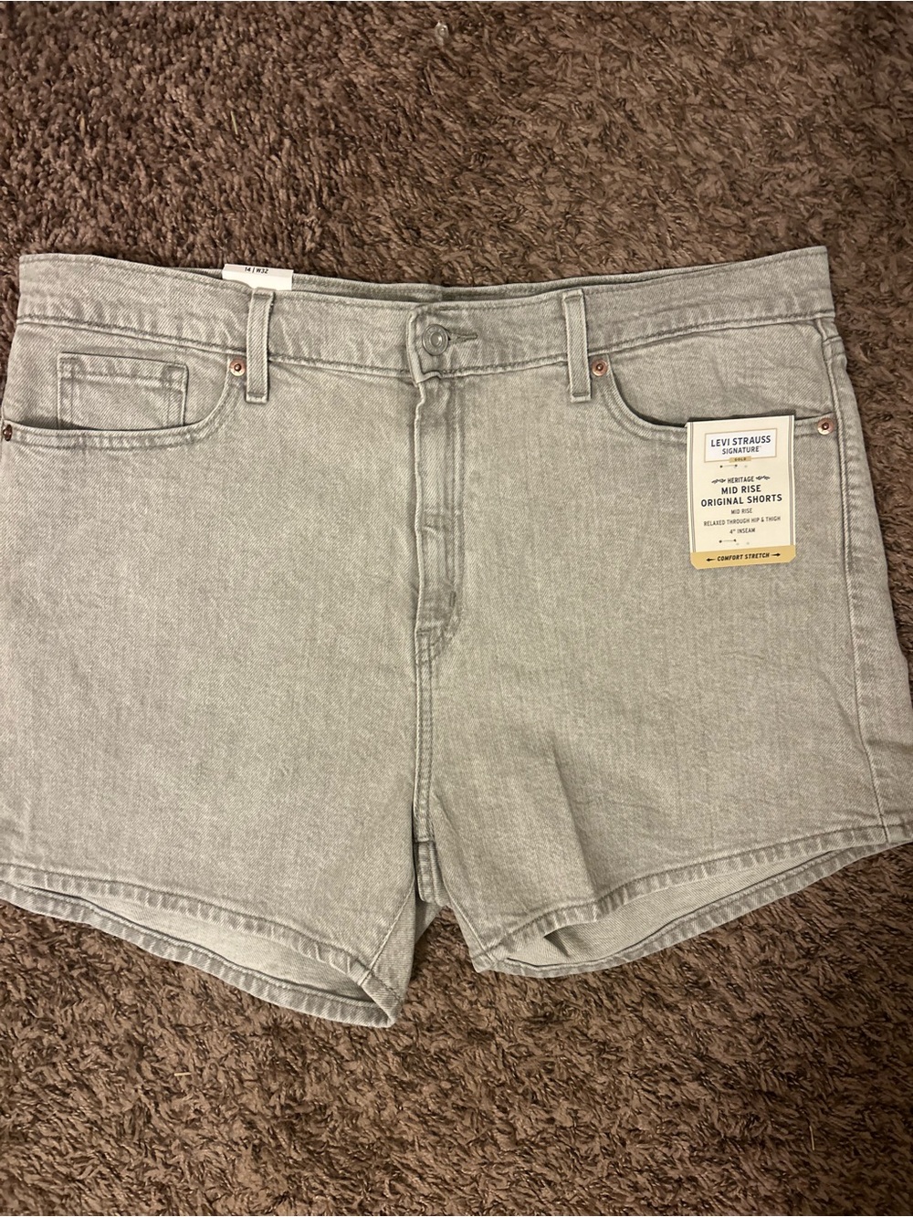 Levi's Women's Light Gray Mid-Rise Jean Shorts